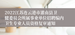2022江苏连云港市灌南县卫健委员会所属事业单位招聘编内卫生专业人员资格复审通知