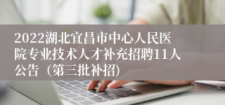 2022湖北宜昌市中心人民医院专业技术人才补充招聘11人公告（第三批补招)