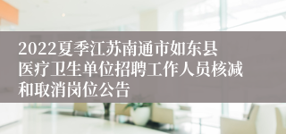 2022夏季江苏南通市如东县医疗卫生单位招聘工作人员核减和取消岗位公告