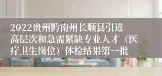 2022贵州黔南州长顺县引进高层次和急需紧缺专业人才（医疗卫生岗位）体检结果第一批