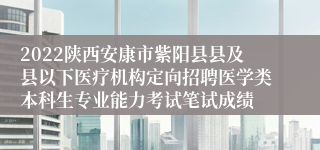 2022陕西安康市紫阳县县及县以下医疗机构定向招聘医学类本科生专业能力考试笔试成绩