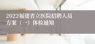 2022福建省立医院招聘人员方案（一）体检通知