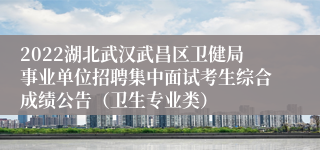 2022湖北武汉武昌区卫健局事业单位招聘集中面试考生综合成绩公告（卫生专业类）