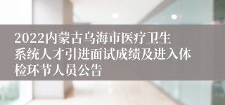 2022内蒙古乌海市医疗卫生系统人才引进面试成绩及进入体检环节人员公告