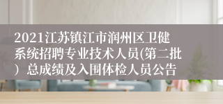 2021江苏镇江市润州区卫健系统招聘专业技术人员(第二批）总成绩及入围体检人员公告