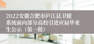 2022安徽合肥市庐江县卫健系统面向部分高校引进应届毕业生公示（第一批）