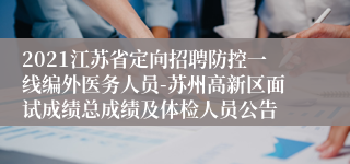 2021江苏省定向招聘防控一线编外医务人员-苏州高新区面试成绩总成绩及体检人员公告