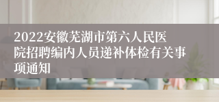 2022安徽芜湖市第六人民医院招聘编内人员递补体检有关事项通知