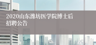 2020山东潍坊医学院博士后招聘公告
