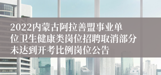2022内蒙古阿拉善盟事业单位卫生健康类岗位招聘取消部分未达到开考比例岗位公告