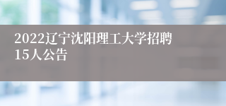 2022辽宁沈阳理工大学招聘15人公告