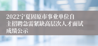 2022宁夏固原市事业单位自主招聘急需紧缺高层次人才面试成绩公示