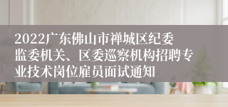 2022广东佛山市禅城区纪委监委机关、区委巡察机构招聘专业技术岗位雇员面试通知
