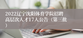 2022辽宁沈阳体育学院招聘高层次人才17人公告（第三批）