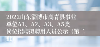 2022山东淄博市高青县事业单位A1、A2、A3、A5类岗位招聘拟聘用人员公示(第二批)