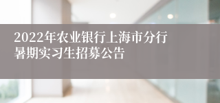 2022年农业银行上海市分行暑期实习生招募公告