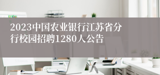 2023中国农业银行江苏省分行校园招聘1280人公告