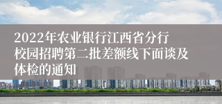 2022年农业银行江西省分行校园招聘第二批差额线下面谈及体检的通知