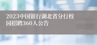 2023中国银行湖北省分行校园招聘360人公告