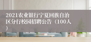 2021农业银行宁夏回族自治区分行校园招聘公告（100人）