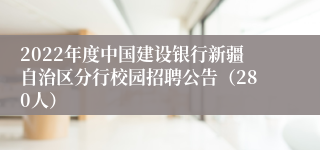 2022年度中国建设银行新疆自治区分行校园招聘公告（280人）