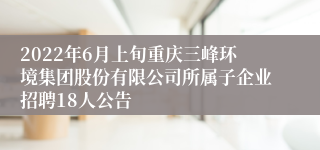 2022年6月上旬重庆三峰环境集团股份有限公司所属子企业招聘18人公告