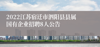 2022江苏宿迁市泗阳县县属国有企业招聘8人公告