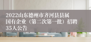 2022山东德州市齐河县县属国有企业（第二次第一批）招聘35人公告