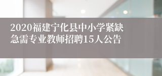 2020福建宁化县中小学紧缺急需专业教师招聘15人公告