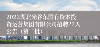 2022湖北光谷东国有资本投资运营集团有限公司招聘22人公告（第二批）