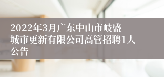 2022年3月广东中山市岐盛城市更新有限公司高管招聘1人公告