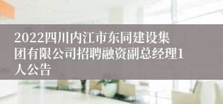 2022四川内江市东同建设集团有限公司招聘融资副总经理1人公告