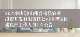 2022四川凉山州普格县农业投资开发有限责任公司招聘项目建设部工作人员1人公告