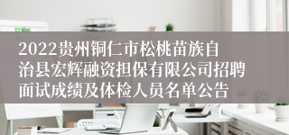 2022贵州铜仁市松桃苗族自治县宏辉融资担保有限公司招聘面试成绩及体检人员名单公告