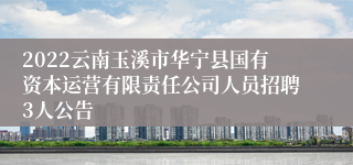 2022云南玉溪市华宁县国有资本运营有限责任公司人员招聘3人公告