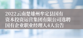 2022云南楚雄州牟定县国有资本投资运营集团有限公司选聘国有企业职业经理人4人公告