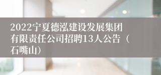 2022宁夏德泓建设发展集团有限责任公司招聘13人公告（石嘴山）