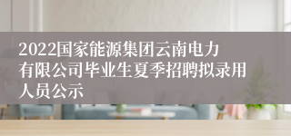 2022国家能源集团云南电力有限公司毕业生夏季招聘拟录用人员公示