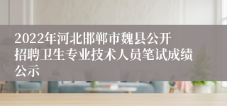 2022年河北邯郸市魏县公开招聘卫生专业技术人员笔试成绩公示