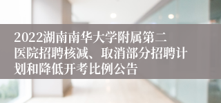 2022湖南南华大学附属第二医院招聘核减、取消部分招聘计划和降低开考比例公告