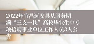 2022年宜昌远安县从服务期满“三支一扶”高校毕业生中专项招聘事业单位工作人员3人公告