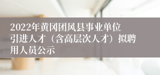 2022年黄冈团风县事业单位引进人才（含高层次人才）拟聘用人员公示