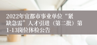 2022年宜都市事业单位“紧缺急需”人才引进（第二批）第1-13岗位体检公告