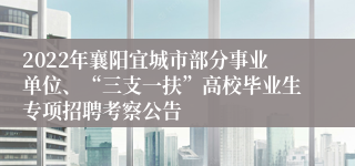 2022年襄阳宜城市部分事业单位、“三支一扶”高校毕业生专项招聘考察公告