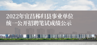 2022年宜昌秭归县事业单位统一公开招聘笔试成绩公示