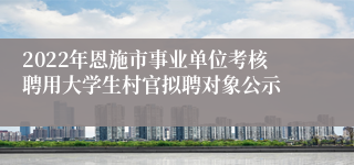 2022年恩施市事业单位考核聘用大学生村官拟聘对象公示