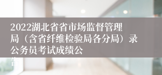 2022湖北省省市场监督管理局（含省纤维检验局各分局）录​​​​​​公务员考试成绩公告