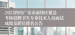 2022四川广安市前锋区紧急考核招聘卫生专业技术人员面试成绩及职位排名公告